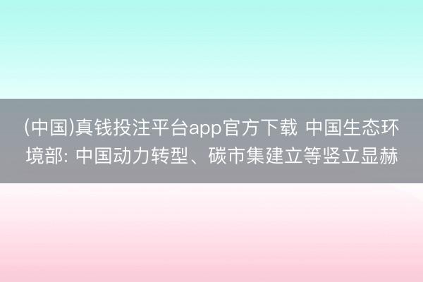 (中国)真钱投注平台app官方下载 中国生态环境部: 中国动力转型、碳市集建立等竖立显赫
