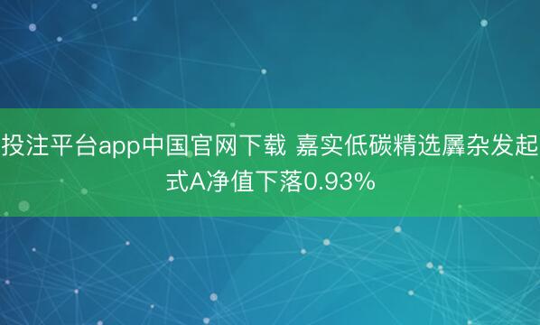 投注平台app中国官网下载 嘉实低碳精选羼杂发起式A净值下落0.93%